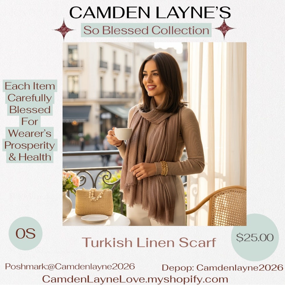 Camden Layne Blessed Turkish Linen Scarf in Soft Brown